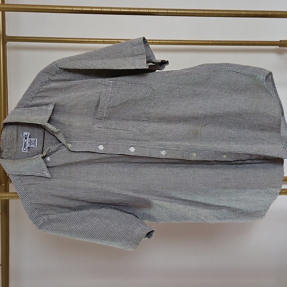 Cherokee Black and White Checkered Seersucker Short Sleeve Button Down, Sz Med - Picture 1 of 4
